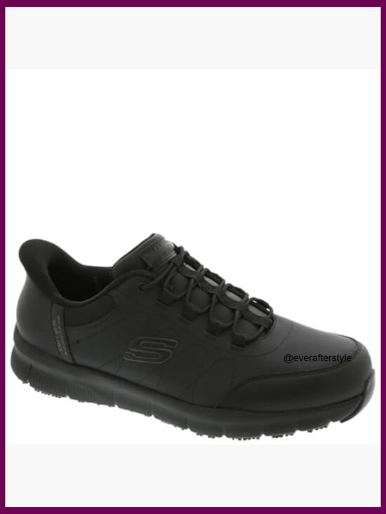 Leather and Synthetic Slip-Resistant Work Shoes with Memory Foam